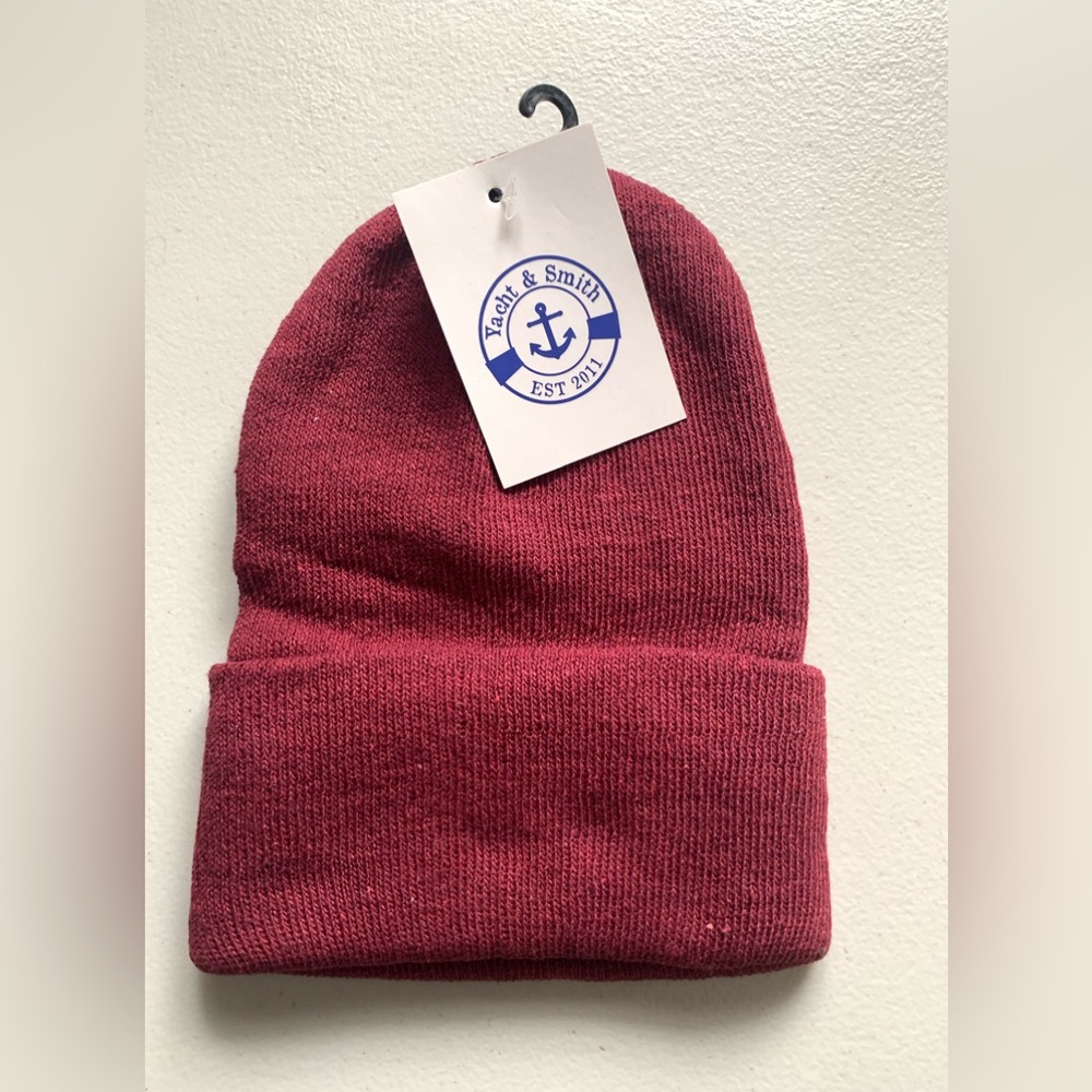 Yacht & Smith Burgundy Knit Beanie NEW